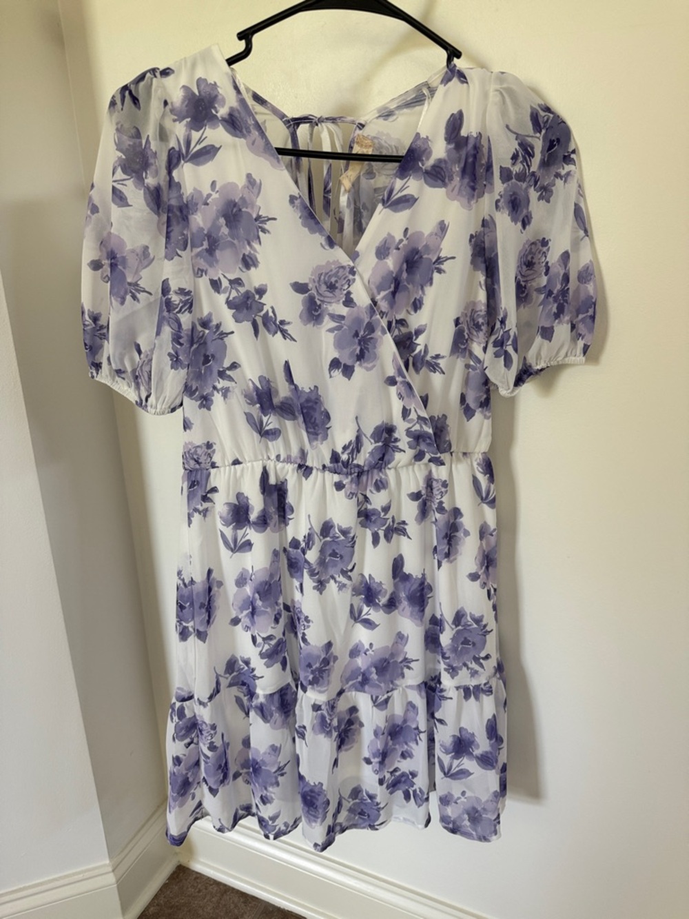 Altar'd State White Mini Dress with Lavender Floral Print (Purple)